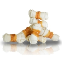 Kiddog rawhide chewing 6cm knotted bone with chicken meat 20pcs