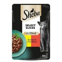 Sheba Select Slices 85g s kuřecím a hovězím masem ve šťávě kapsička cat 