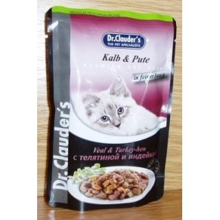 Dr.Clauder´s Kalb & Pute (telecí a krůta v omáčce) 100g cat