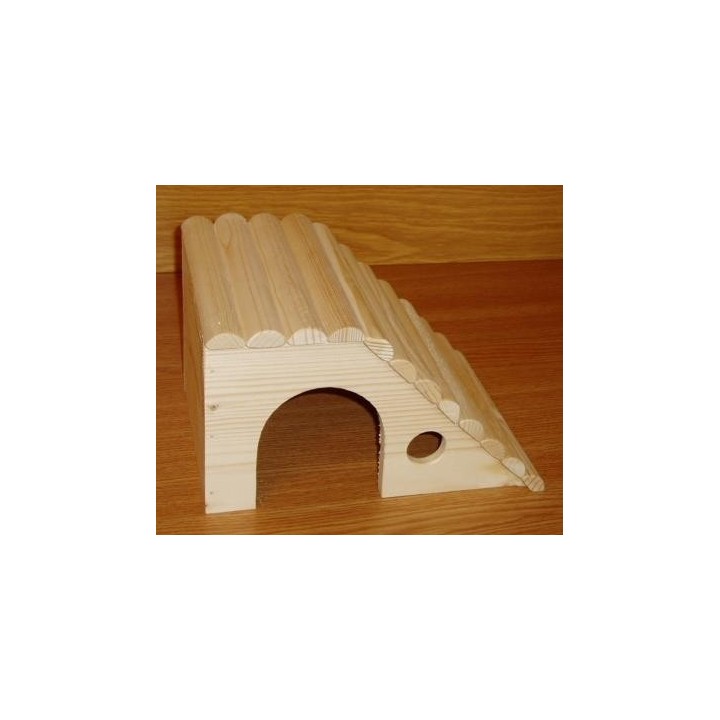 Domek morče šikmý bok 25x18,5x15cm dřevo, přírodní