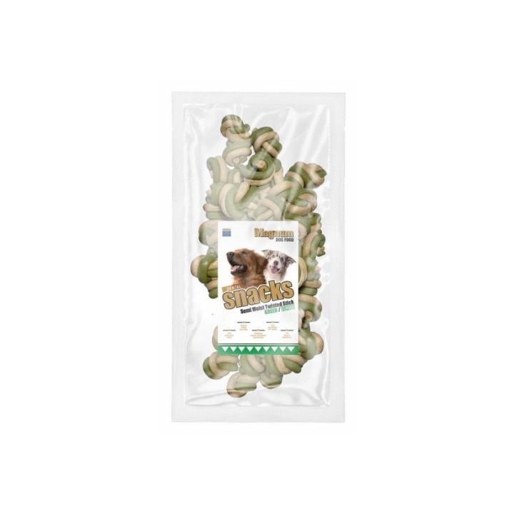 Magnum Semi Moist Knotted Stick Green / White 25ks dog