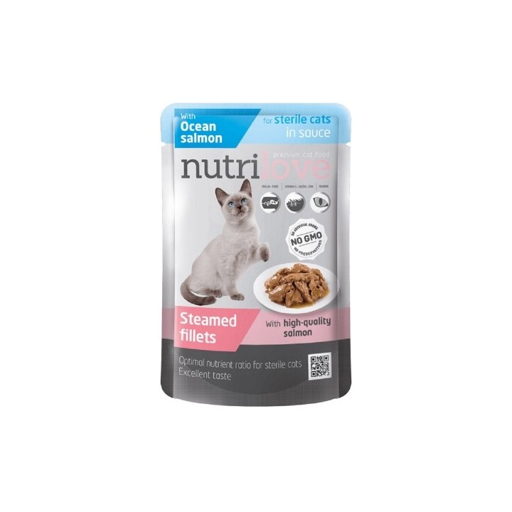 Nutrilove 85g kapsička, STERILE, šťáva losos/28ks