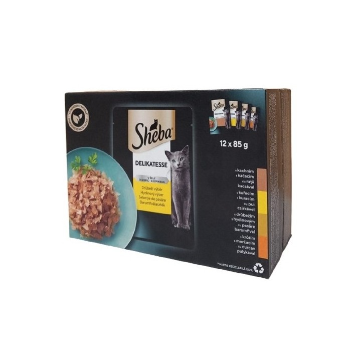Sheba Delikatesse 12 x 85g kapsička drůbeží výběr v želé cat