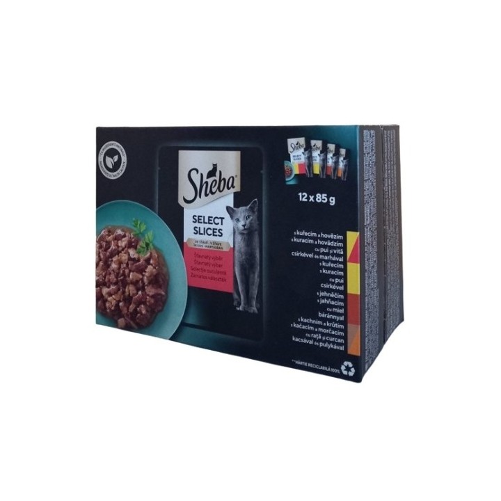 Sheba Slices in Gravy 12 x 85g kapsička šťavnatý výběr cat
