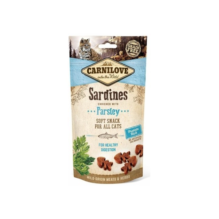 Carnilove Cat pamlsek 50g sardinky s petrželí pro zdravé trávení