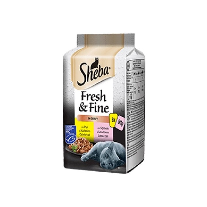 Sheba Fresh+Fine 6 x 50g kapsička kuřecí a losos cat