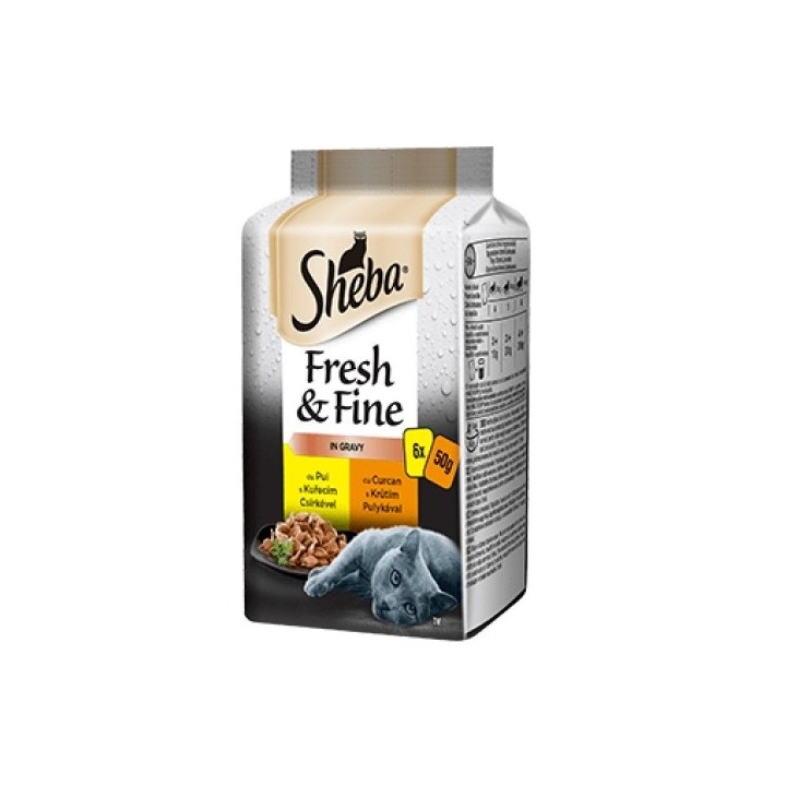 Sheba Fresh+Fine 6 x 50g kapsička kuřecí a krůtí cat