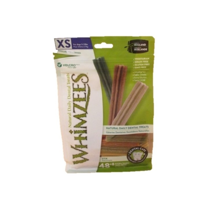 Whimzees tyč 8cm XS Veggie, dental 48+8ks/bal.