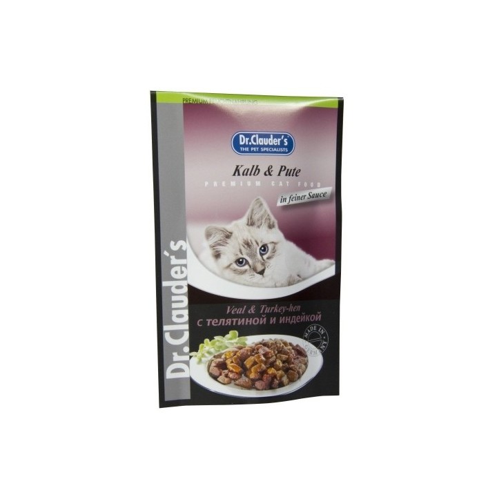 Dr.Clauder´s Kalb & Pute (telecí a krůta v omáčce) 100g cat  AKCE