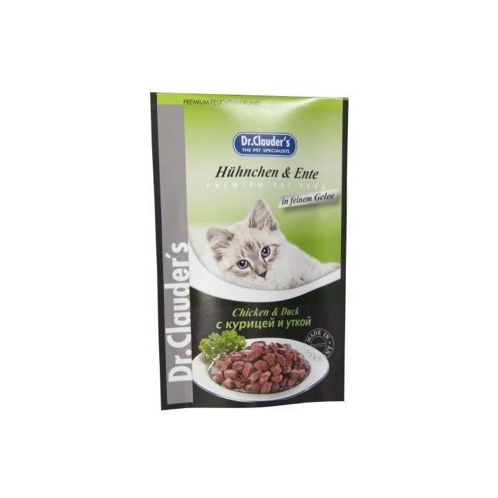 Dr.Clauder´s Hühnchen & Ente (kuře, kachna v želé) 100g cat  AKCE