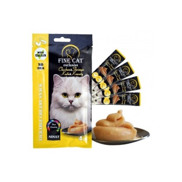 Fine cat Exclusive krémová svačinka Chicken & Shrimps 4x15g