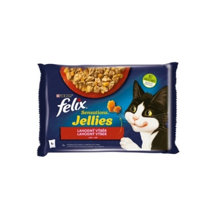 Felix Sensations 85gx4ks kaps. hovězí+kuře v želé /12ks