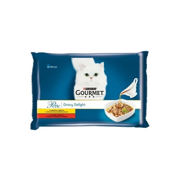 Gourmet 4x85g Perle Multipack gravy delight kuře / hovězí v omáčce