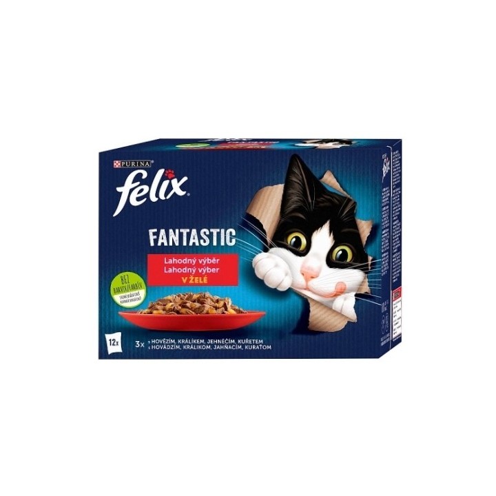 Felix Fantastic 85gx12ks kaps.kuře+hovězí+králík+jehněčí v želé/6ks