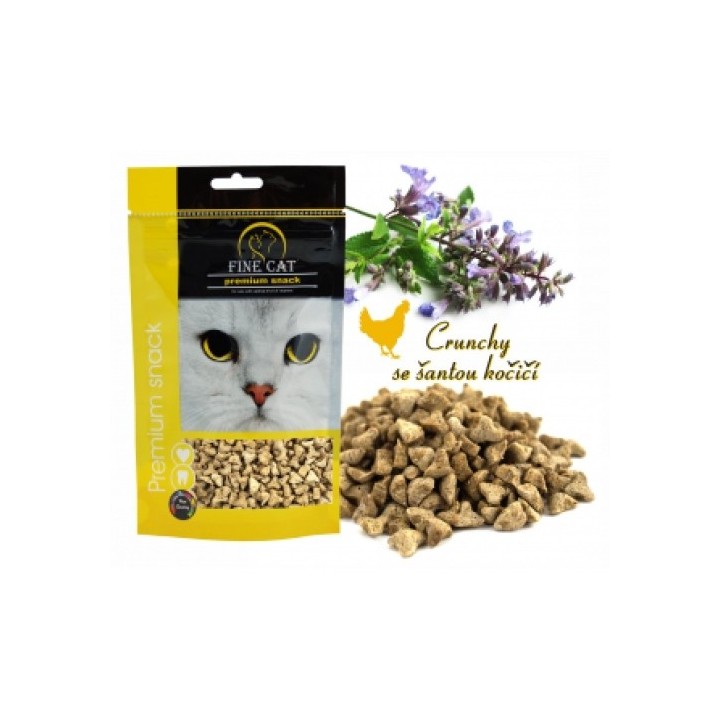 Fine cat drůbeží Crunchy se šantou kočičí 80g