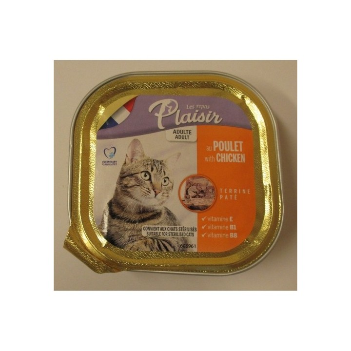 Plaisir 100g kuřecí i pro kastrované kočky vanička cat