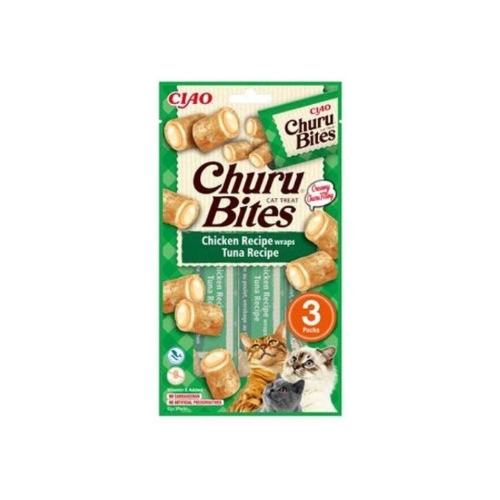 Churu Cat Bites Chicken wraps&Tuna Purée 3x10g