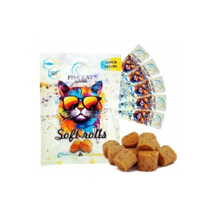 Fine cat Exclusive Soft Roll svačinka kuřecí s lososem 5x10g
