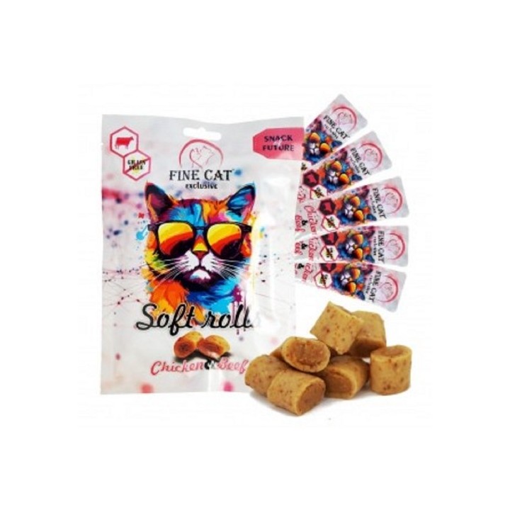 Fine cat Exclusive Soft Roll svačinka kuřecí s hovězím 5x10g