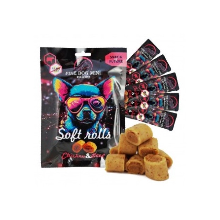 Fine dog Mini Exclusive Soft Roll svačinka kuřecí s hovězím 5x10g