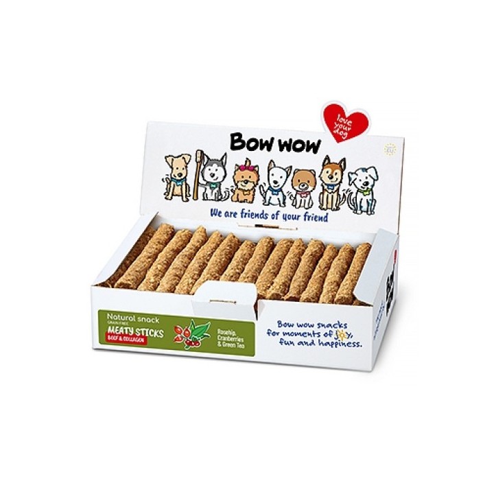 Bow wow Natural  snack Masové tyčinky hovězí a kolagen 1500g dog