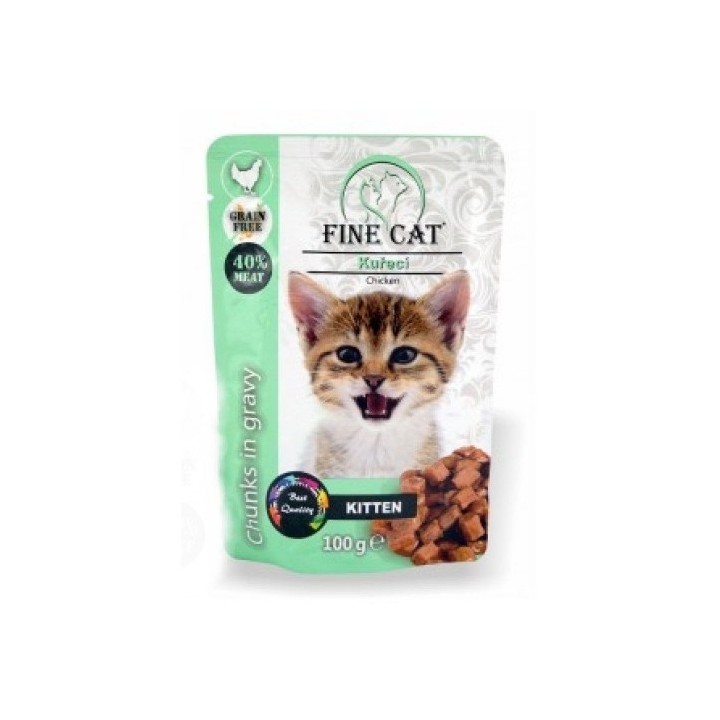 Fine cat kapsička GRAIN-FREE KITTEN kuřecí v omáčce 100g/22ks