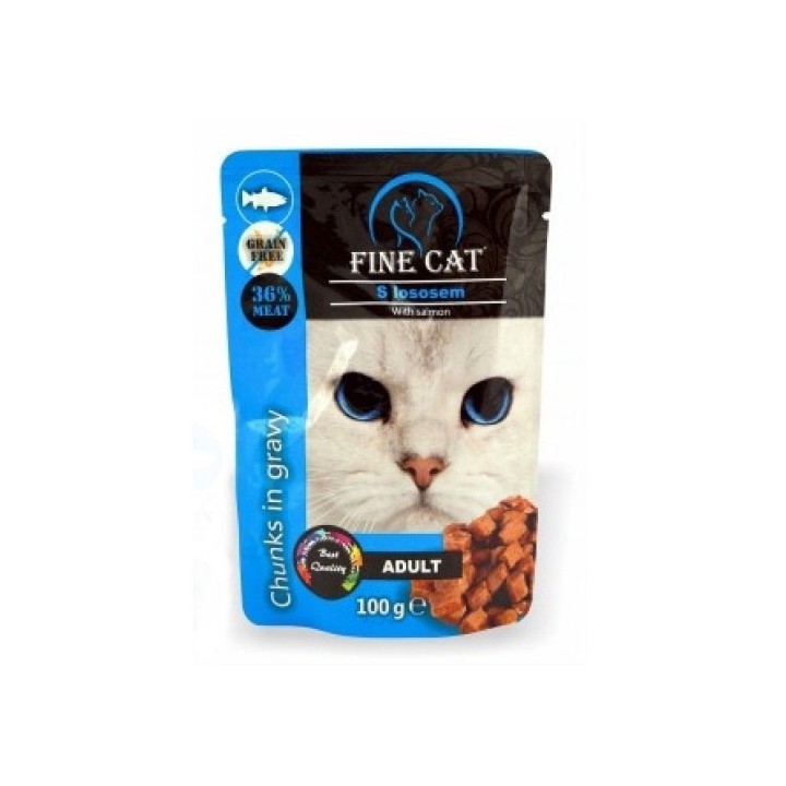 Fine cat kapsička GRAIN-FREE Adult losos v omáčce 100g/22ks