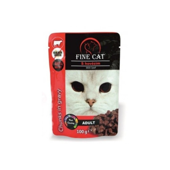 Fine cat kapsička GRAIN-FREE Adult hovězí v omáčce 100g/22ks