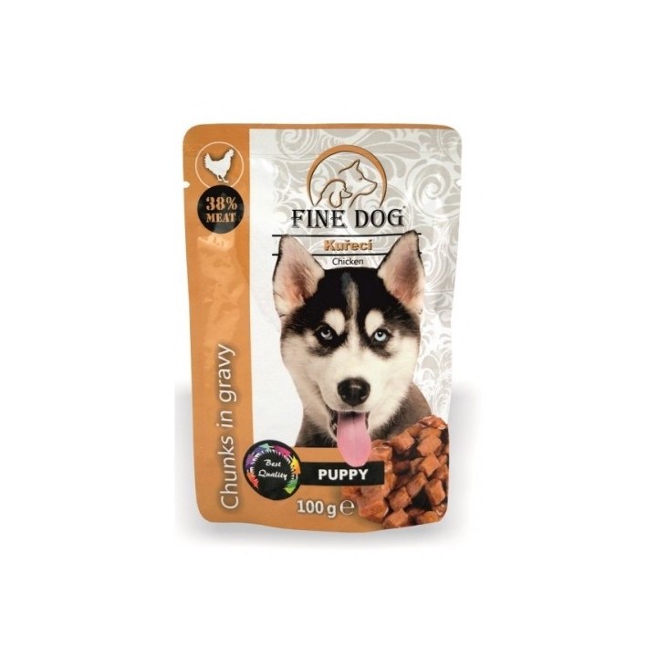 Fine dog  kapsička puppy kuřecí v omáčce 100g/22ks