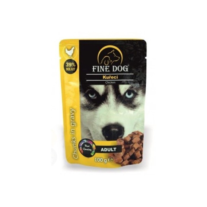 Fine dog  kapsička Adult kuřecí v omáčce 100g/22ks