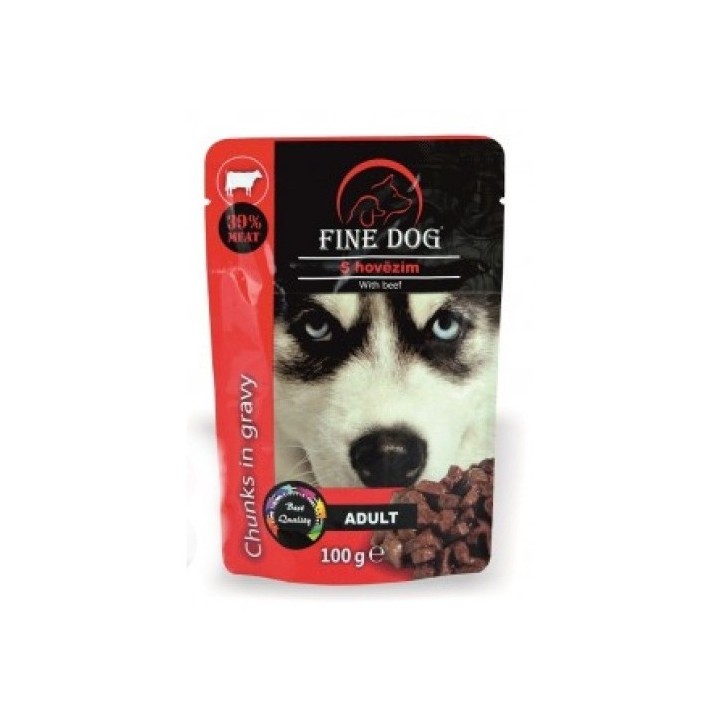 Fine dog  kapsička Adult hovězí v omáčce 100g/22ks