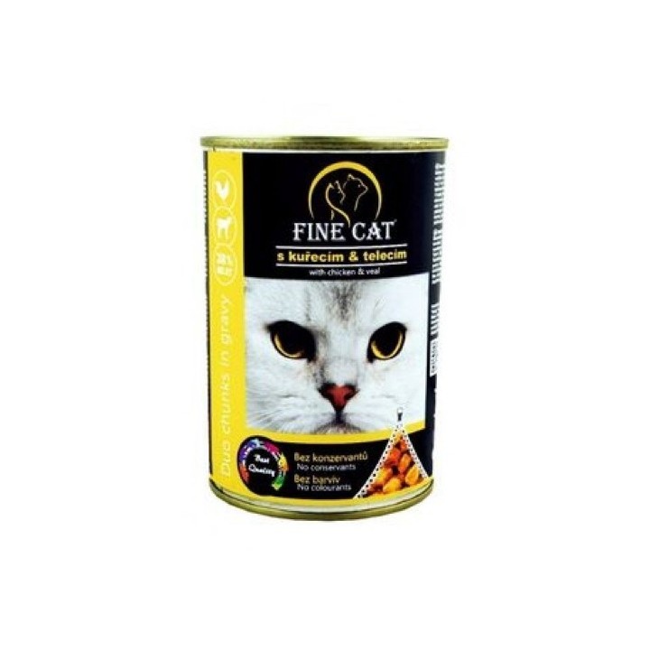 Fine Cat 415g DUO kuřecí s telecím1ks /12ks