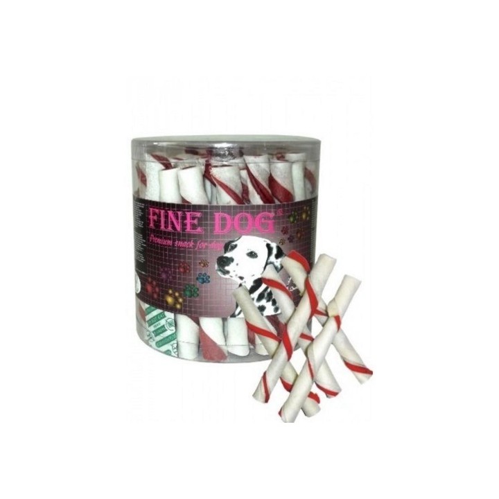 FIne dog Trubičky plněné bílá+hovězí 12cm/35ks dóza