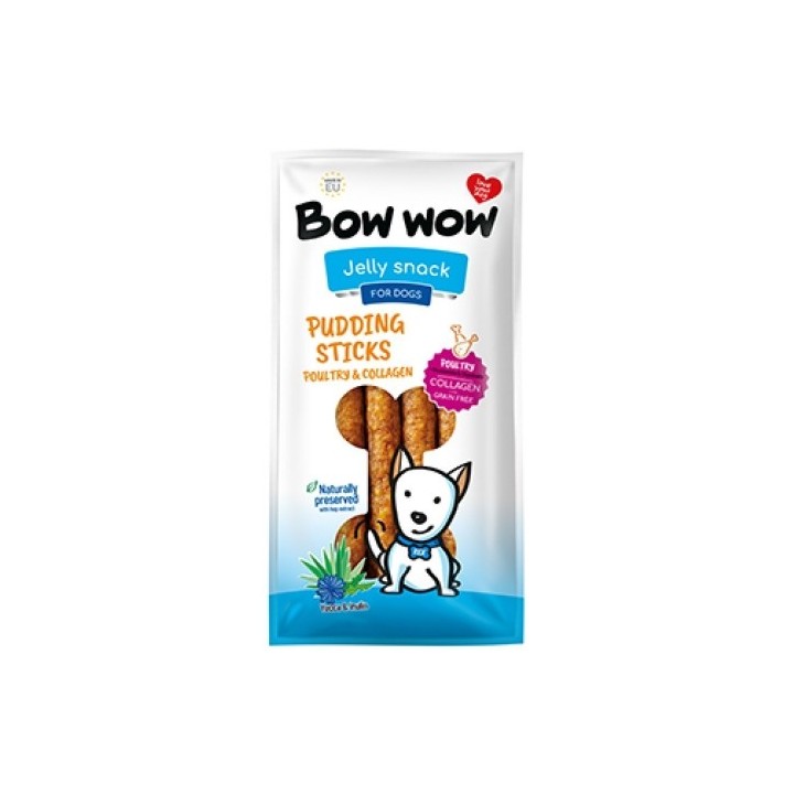 Bow Wow Jelly snack Puddiing sticks (drůbeží s kolagenem, jukou a inulínem) 6ks/bal.