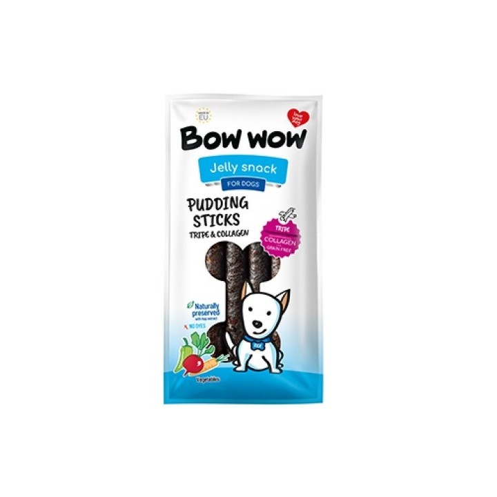 Bow Wow Jelly snack Pudding sticks (dršťky s kolagenem a zeleninou) 6ks/bal.