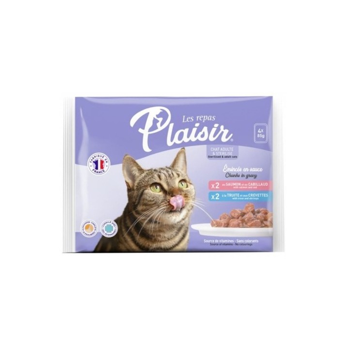 Plaisir 85g x 4ks steriliz. kapsička/2x losos +2x pstruh cat