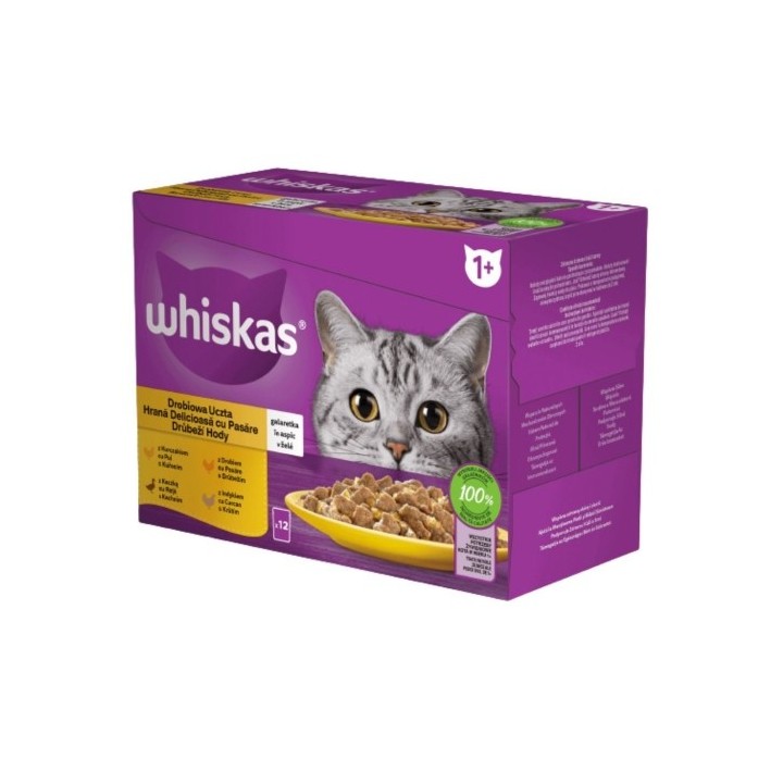 Whiskas 85g x12ks  kapsička drůbeží hody v želé cat