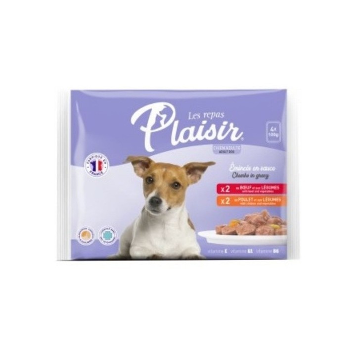 Plaisir 100g x 4 ks kapsička/2x hovězí + 2x kuře dog