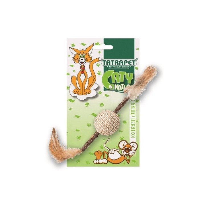 Tatrapet hračka pro kočky - míček na dřívku s peřím 24cm