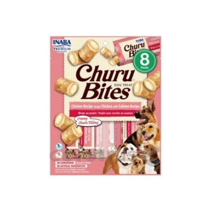 Churu Dog Bites Chicken Recipe wraps Chicken with+Salmon Recipe 8x12g