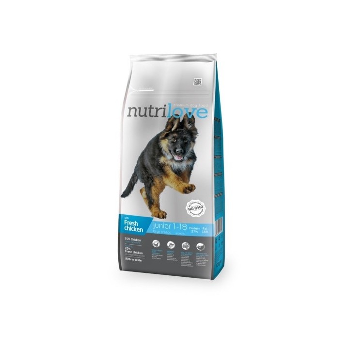 Nutrilove  12kg Junior  L dog s čerstvým kuřecím   AKCE