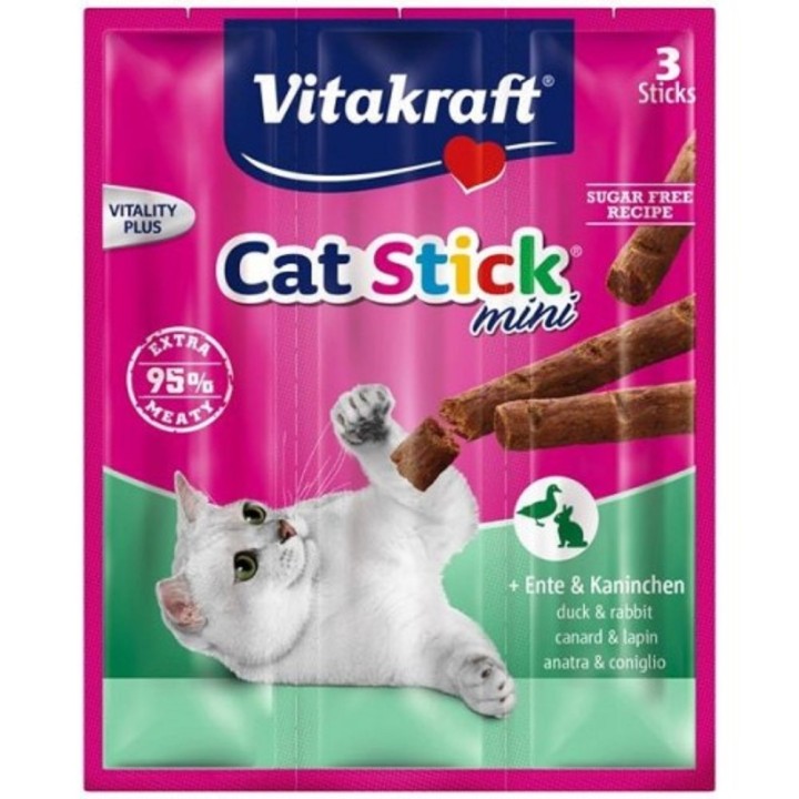 Vitakraft Cat Stick mini králík+kachna 18g/3ks AKCE