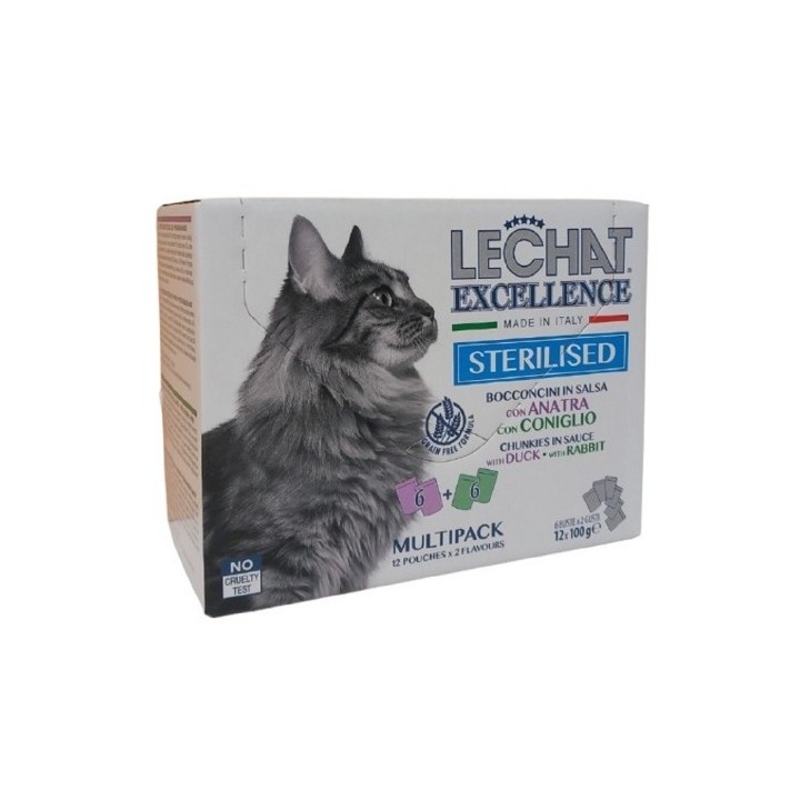 Monge 12x100g Excellence Multipack Sterilized Duck/Rabbit cat