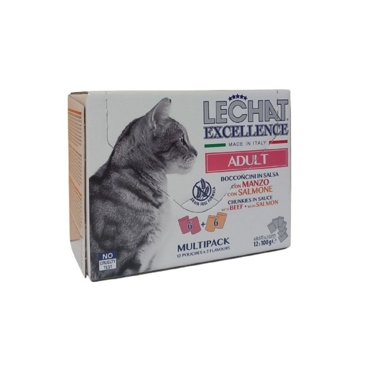 Monge 12x100g Excellence Multipack Adult Beef/Salmon cat