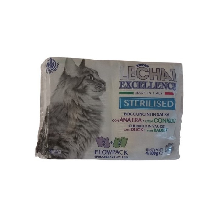 Monge 4x100g Excellence Flow Sterilized Duck/Rabbit cat