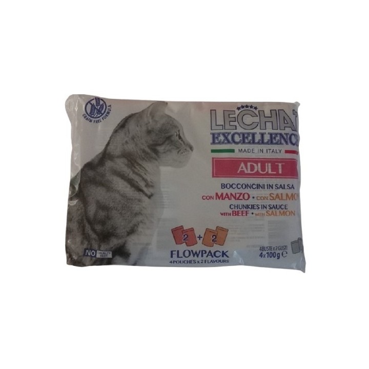 Monge 4x100g Excellence Flow Adult Beef/Salmon cat