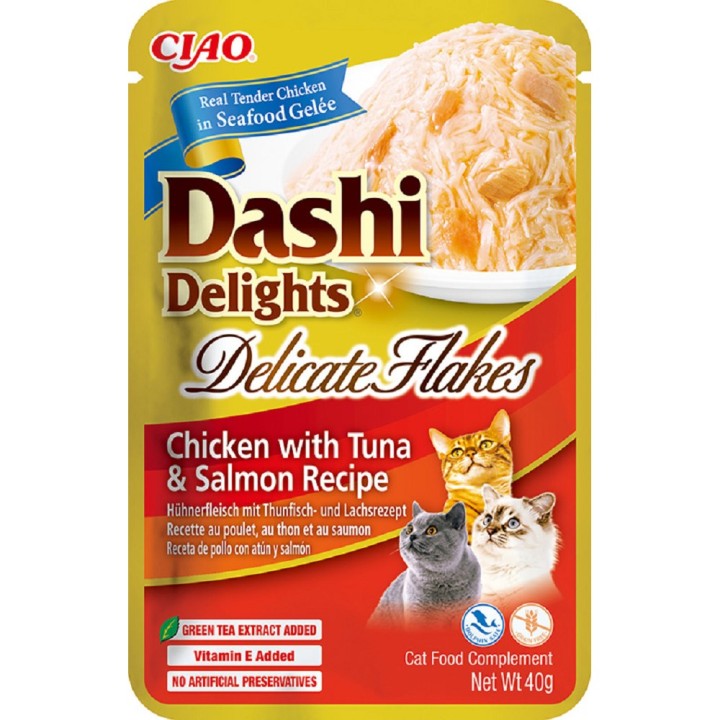 Churu Cat Dashi Delights Delicate Flakes Chicken&Tuna&Salmon 40g  AKCE