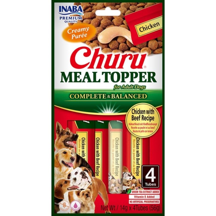 Churu Dog Meal Topper Chicken with Beef Recipe 4x14g (023040_Z A)