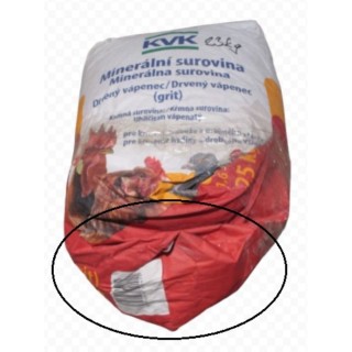 Poškozený Vápenec drcený - grit 23kg pro krmení drůbeže a drobného ptactva