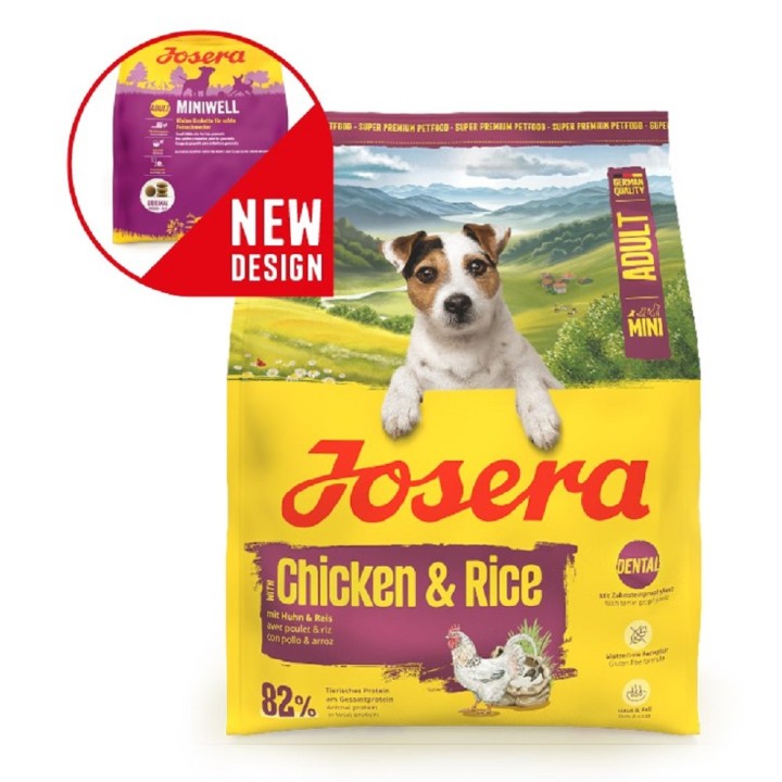 Josera 900g  Mini Adult with Chicken & Rice dog